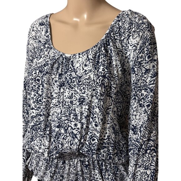 Faded Glory Blue White Soft and Comfy Blouse Size Large - Picture 2 of 3